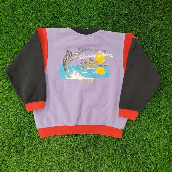 Adidas Swordfish Sweatshirt Womens M 22x22 Boxy Florida-Shore - Picture 1 of 16